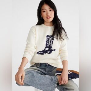 Aéropostale Cowgirl Boot Oversized Crew Sweater NWT